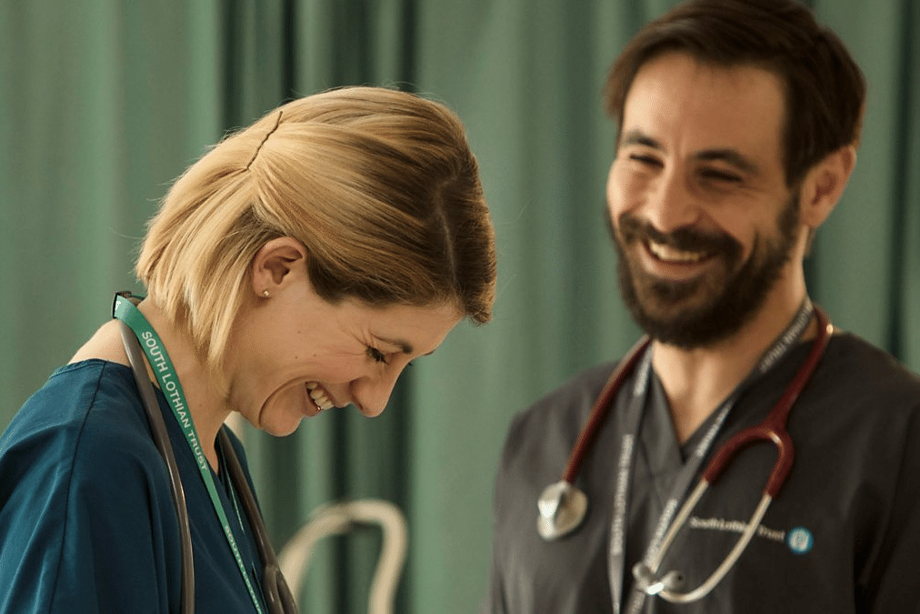 Jodie Whittaker and Emun Elliott star as Cath and Andy in Trust Me episode 2