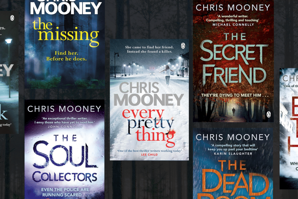 Collage of Chris Mooney's books covers