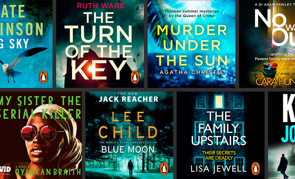 a selection of the best crime audiobooks of 2019, including my sister the serial killer, the turn of the key, the family upstairs and big sky