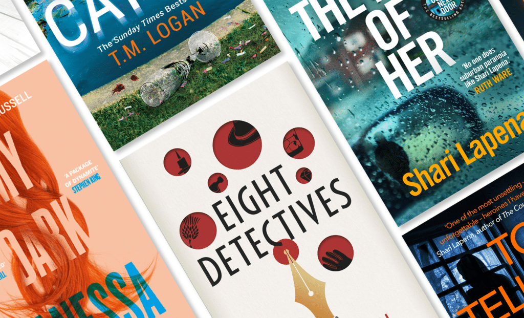 A selection of summer reading recommendations, including The End of Her by Shari Lapena, My Dark Vanessa by Kate Elizabeth Russell and Eight Detectives by Alex Pavesi, as chosen by top crime authors