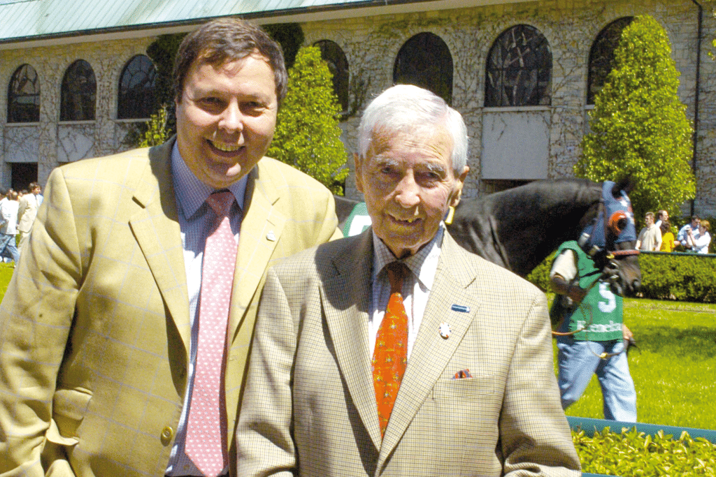 Photo of Felix Francis and Dick Francis, bestselling authors of the infamous horse racing thrillers. See all Dick Francis books in order below