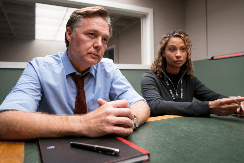 Shaun Dooley and Laura Rollins star as Braithwaite and Paine in Innocent series 2 episode 4
