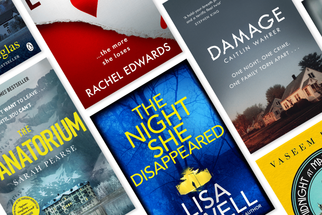 Image showing our authors' best summer reads for 2021: The Night She Disappeared by Lisa Jewell, The Sanatorium by Sarah Pearse, Lucky by Rachel Edwards, Damage by Caitlin Wahrer and Midnight at Malabar House by Vaseem Khan