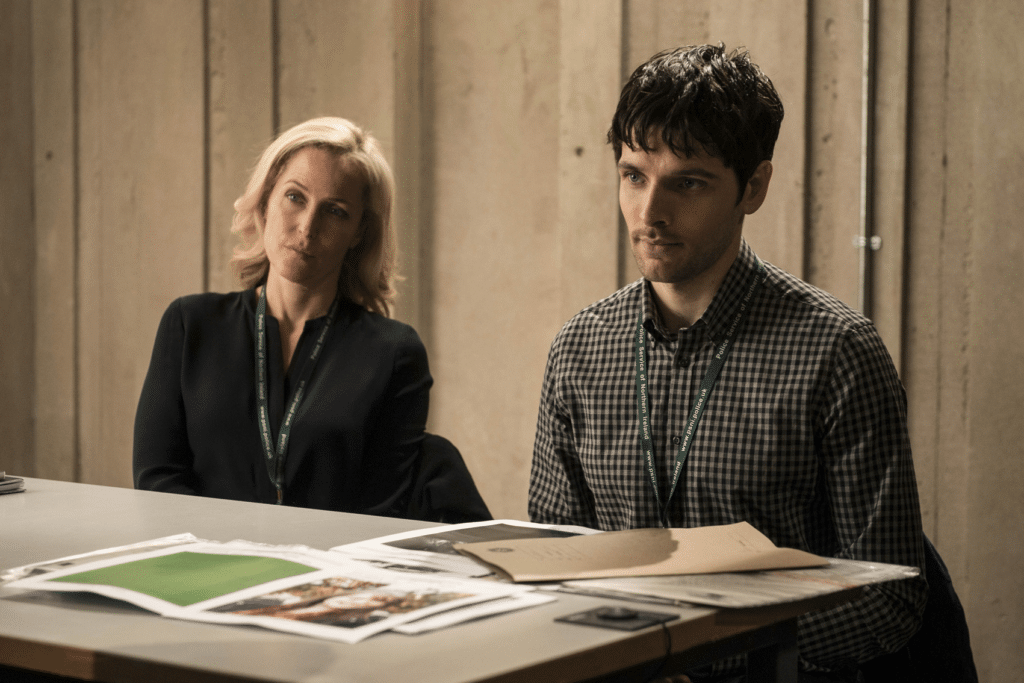 Gillian Anderson and Colin Morgan star in The Fall series 3 episode 5