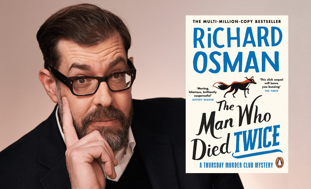 Image of The Man Who Died Twice alongside a photo of author Richard Osman