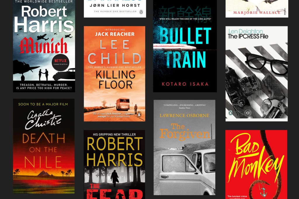 Image showing some of books being adapted for TV and film in 2022, including Killing Floor, Bullet Train, The Ipcress File and Death on the Nile