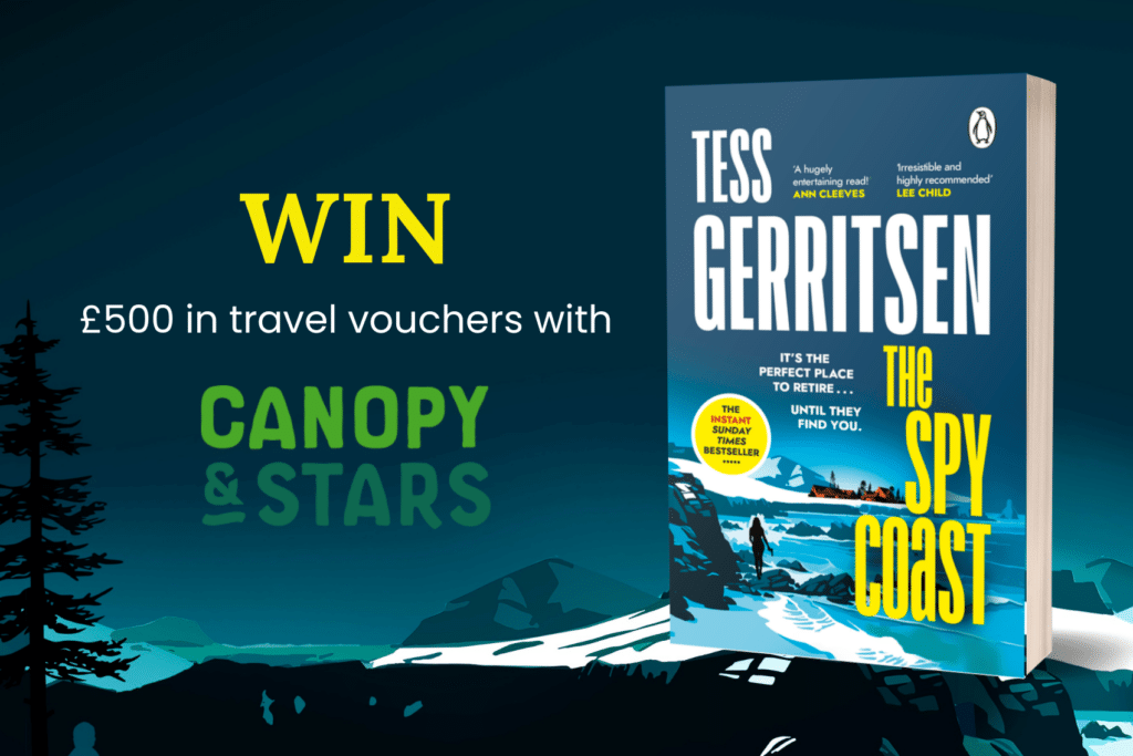 Banner featuring the new paperback edition of The Spy Coast by Tess Gerritsen and the logo for Canopy and Stars