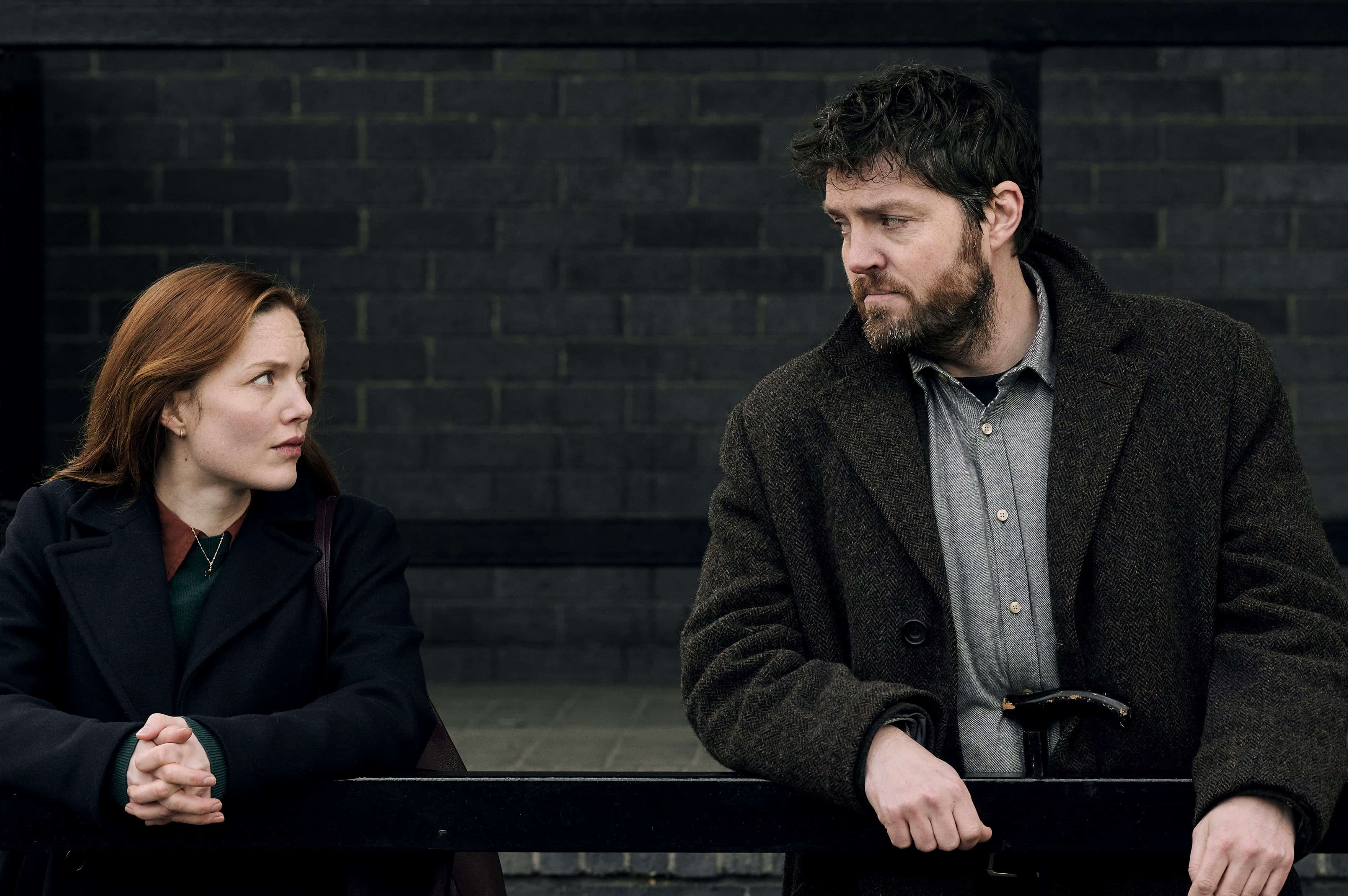 Still from the new season of Strike, featuring Holliday Grainger and Tom Burke